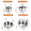Stainless Steel Cookware Set Fast Even Heat Induction Pots Pans Set Dishwasher Safe with 2.7 3.7 Quart Stockpot 2 Quart Saucepan 9.17in Frying Pan