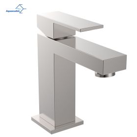 Aqucubic Deck Mounted UPC Brass Basin Mixer Taps Single Handle Bathroom Faucet with pop up drain (Color: Brushed Nickel, Material: Brass Body)